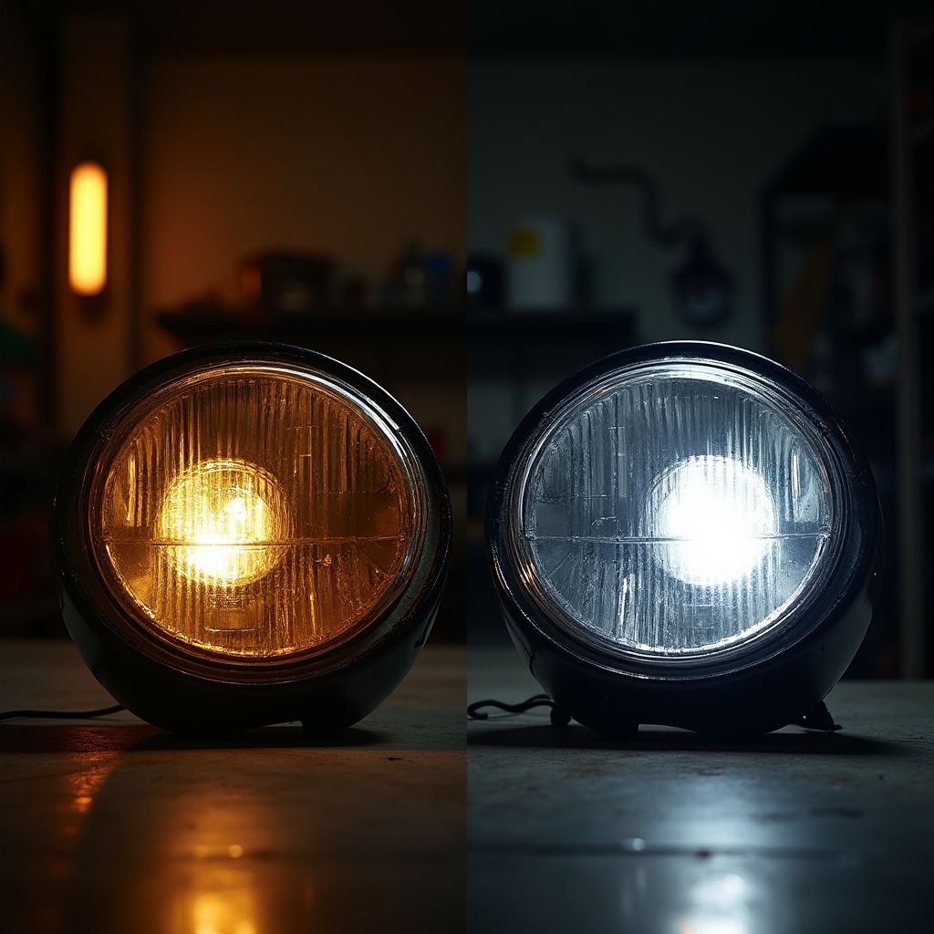 Фара до и после полировки